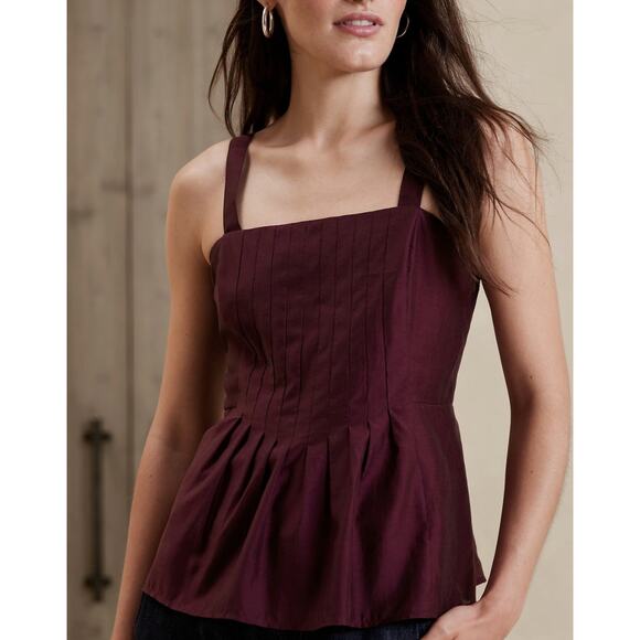 Banana Republic Factory Pleated Camisole Womens Size 12 Dark Cherry NWT - Picture 1 of 6
